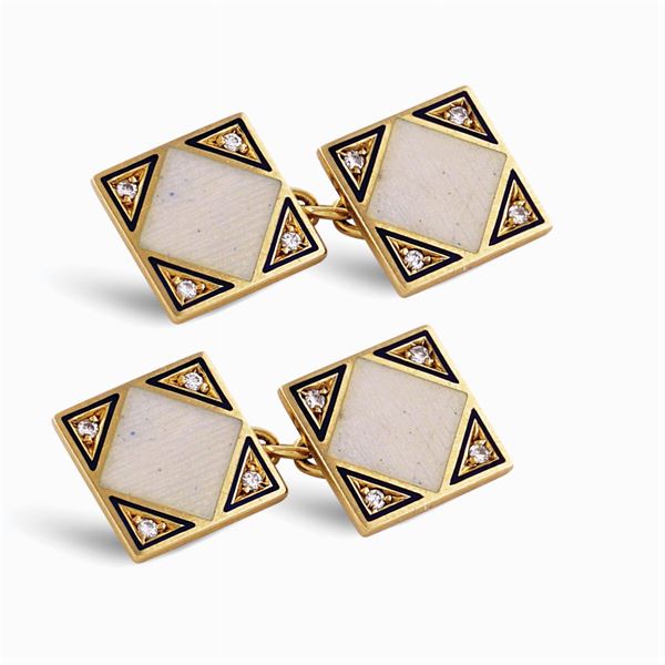 Gemelli quadrati in oro giallo 18kt