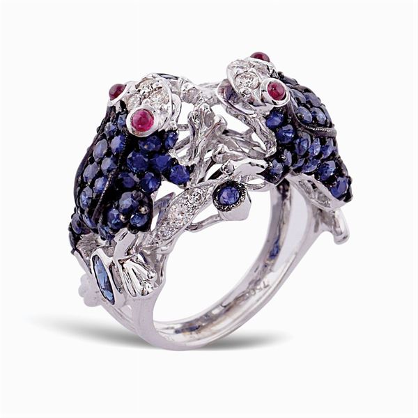 Anello ''rane" in oro bianco 18kt