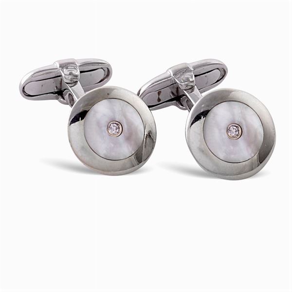 Gemelli circolari in oro bianco 18kt