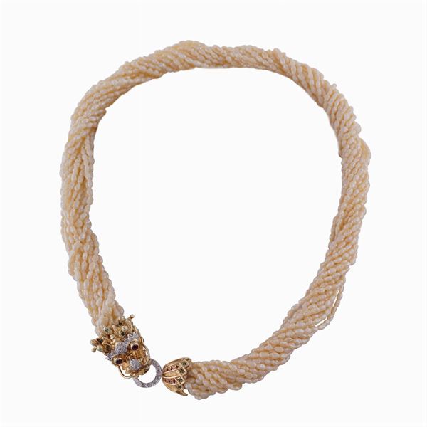 Collier torchon a 16 fili di perle di fiume