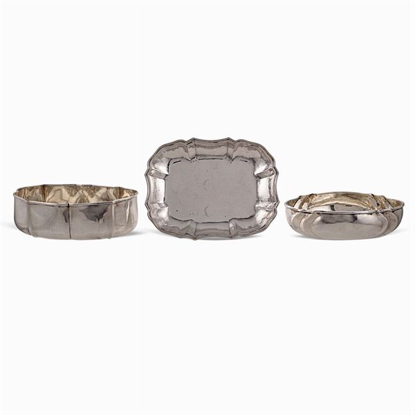 Group of three silver centerpieces