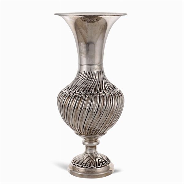 Large silver baluster vase