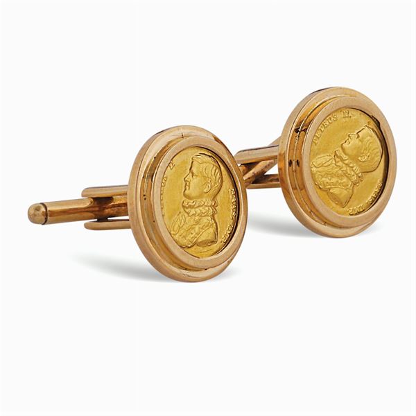 Gemelli circolari in oro giallo 18kt