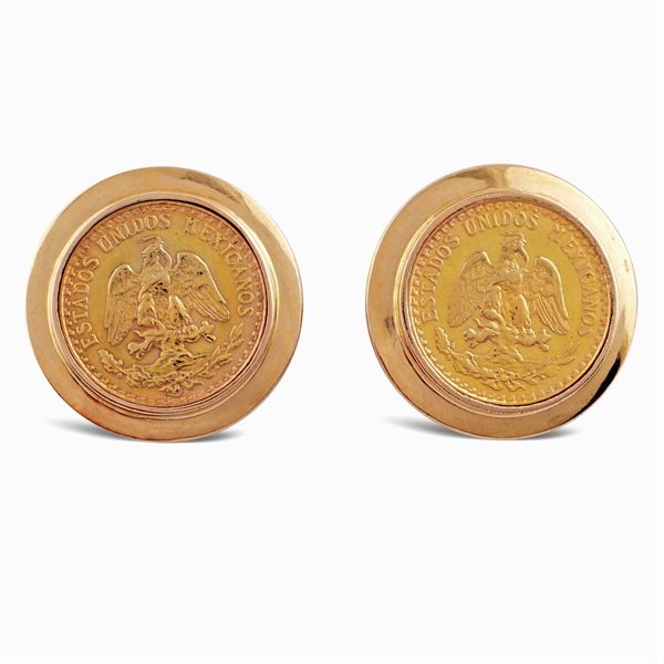 Orecchini a bottone in oro giallo 18kt