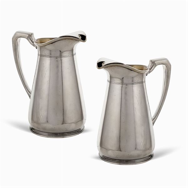 Pair of silver plated water jugs