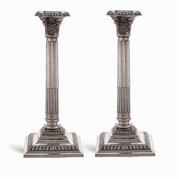 Pair of silver candlesticks  (Italy, 20th century)  - Auction Fine Silver & The Art of the Table - Colasanti Casa d'Aste