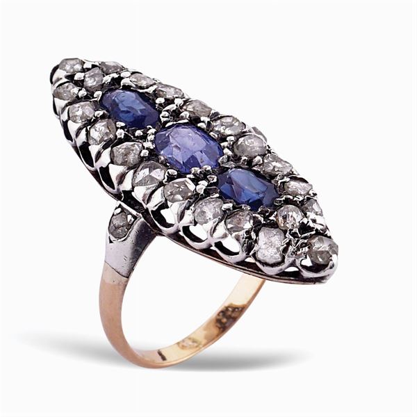 Silver and rose gold ring