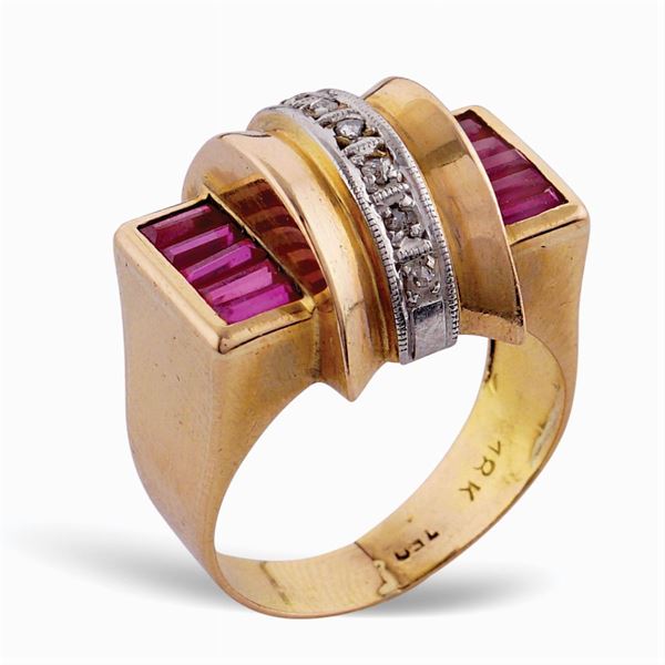 Anello a ponte in oro rosa 18kt