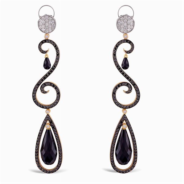 18kt two color gold pendant earrings  - Auction Important Jewels & Fine Watches - Colasanti Casa d'Aste