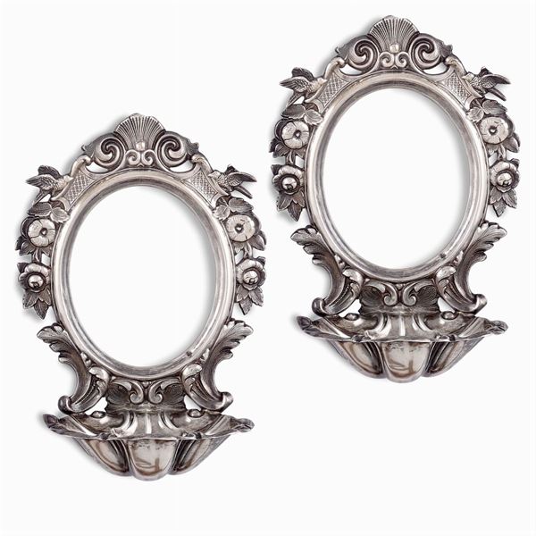 Pair of silver stoups  (Italy, 19th century)  - Auction Fine Silver & The Art of the Table - Colasanti Casa d'Aste