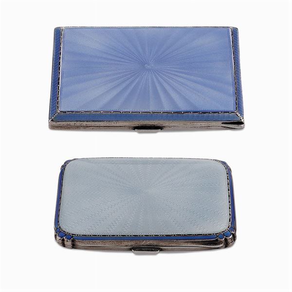 Two silver and enamel sigarette boxes