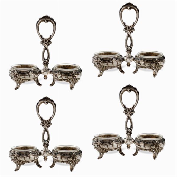 Set di quattro saliere in argento