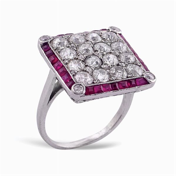 Anello in platino e diamanti