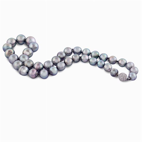 Collana ad un filo di perle Tahiti