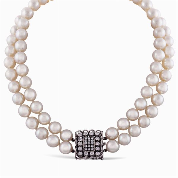 Collana a due fili di perle coltivate