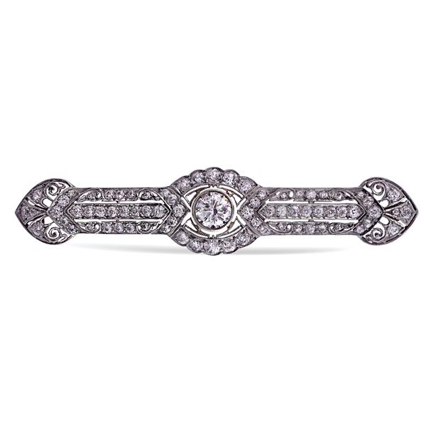 14kt white gold bar brooch  (1940s/1950s)  - Auction Important Jewels & Fine Watches - Colasanti Casa d'Aste