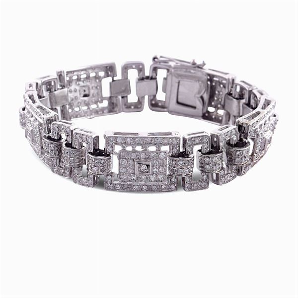 Bracciale a motivo geometrico in oro bianco 18kt
