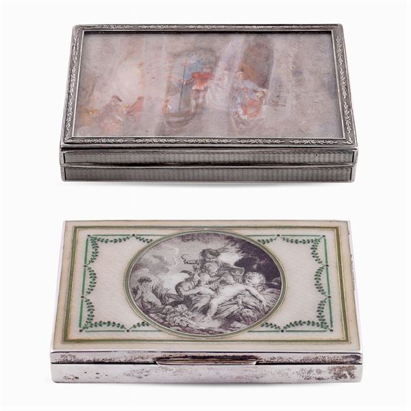 Two silver and enamel snuffboxes  (European manifacture, early 20th century)  - Auction Fine Silver & The Art of the Table - Colasanti Casa d'Aste