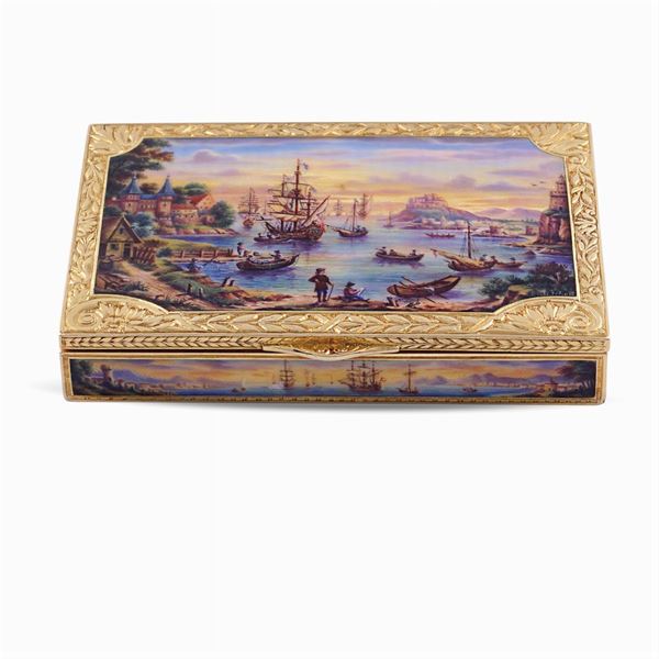18kt gold and enamel snuffbox