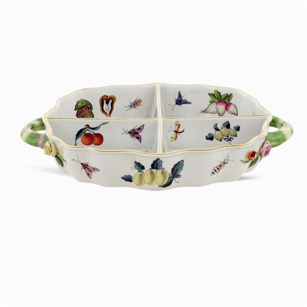 Herend, two handled porcelain hors d'oeuvre plate