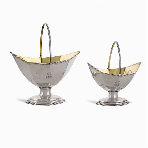 Pair of silver baskets with handles  (London, 1787)  - Auction Fine Silver & The Art of the Table - Colasanti Casa d'Aste
