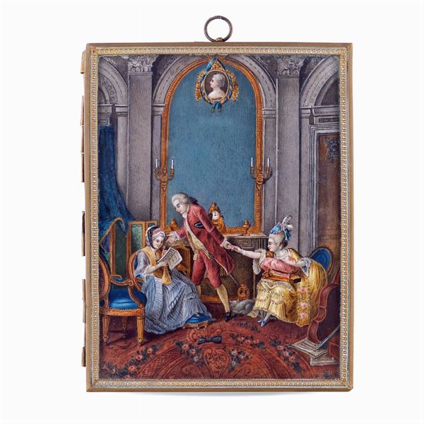Miniatura su avorio  (Francia, XIX - XX Sec.)  - Asta ARGENTI E L'ARTE DELLA TAVOLA  - Colasanti Casa d'Aste