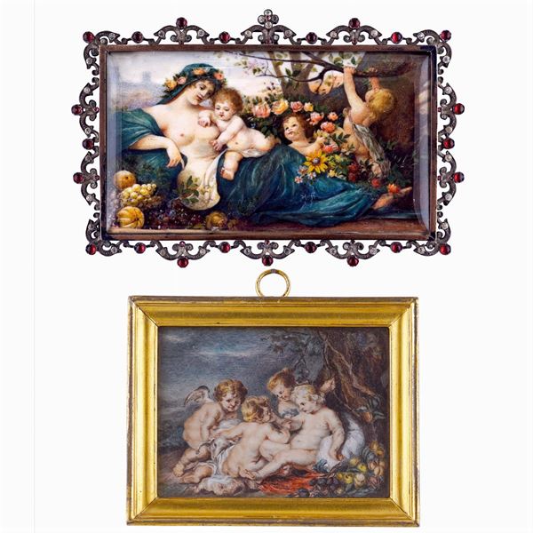Due miniature  (Francia, XIX - XX Sec.)  - Asta ARGENTI E L'ARTE DELLA TAVOLA  - Colasanti Casa d'Aste