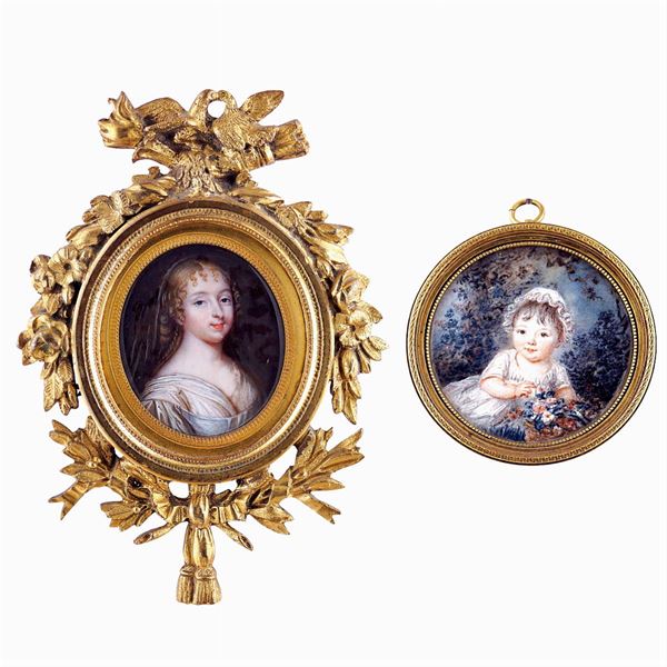 Due miniature su avorio  (Francia, XIX - XX Sec.)  - Asta ARGENTI E L'ARTE DELLA TAVOLA  - Colasanti Casa d'Aste
