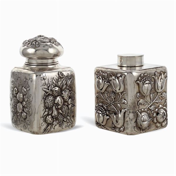 Due scatole portathe in argento  (Germania, fine XIX Sec.)  - Asta ARGENTI E L'ARTE DELLA TAVOLA  - Colasanti Casa d'Aste