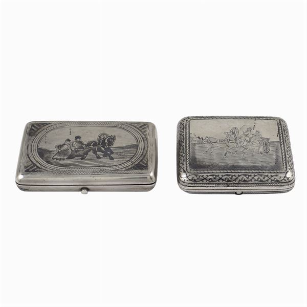 Due tabacchiere in argento  (Russia, XIX - XX Sec.)  - Asta ARGENTI E L'ARTE DELLA TAVOLA  - Colasanti Casa d'Aste