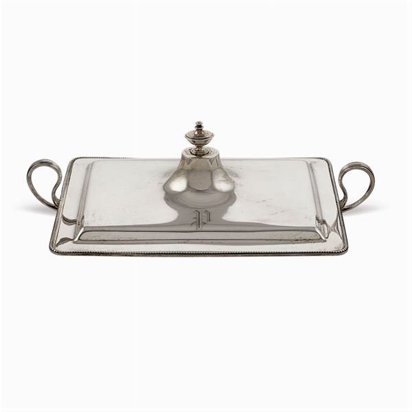 Tiffany & Co./ John C. Moore, vassoio da bacon con coperchio in argento