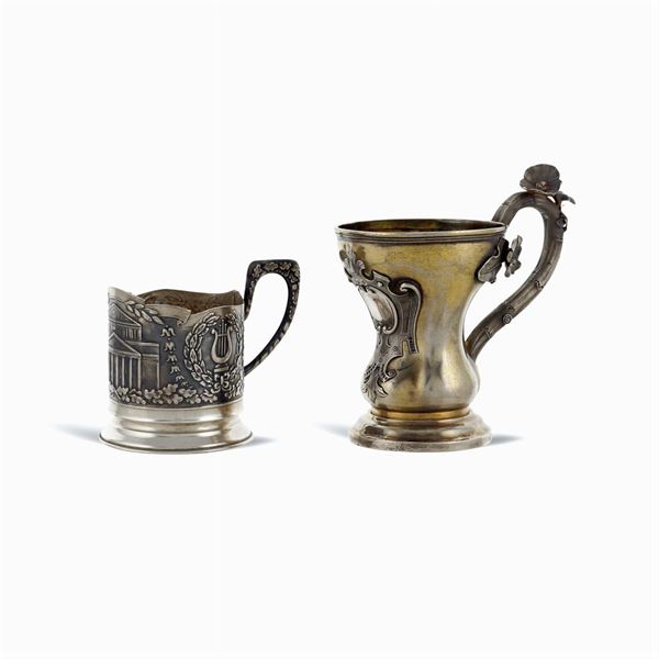 Two silver glasses