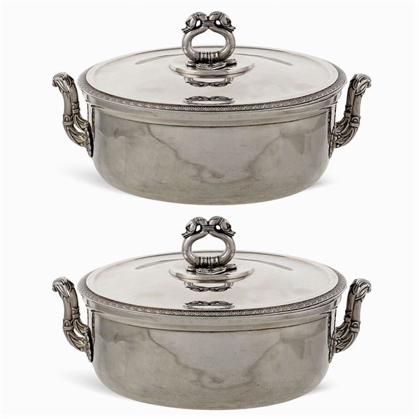 Pair of silver entrée dishes