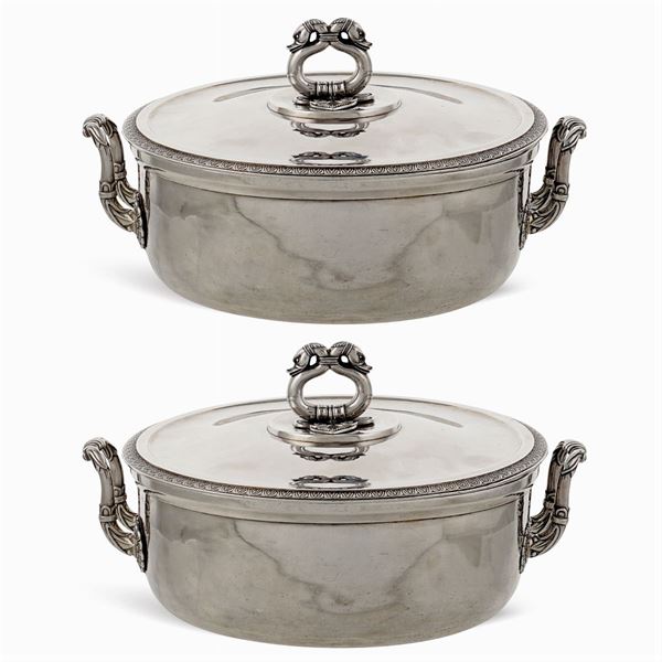 Coppia di legumiere in argento