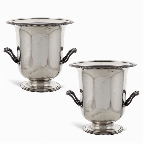 Christofle, pair of bottle buckets  (France, 20th century)  - Auction Fine Silver & The Art of the Table - Colasanti Casa d'Aste