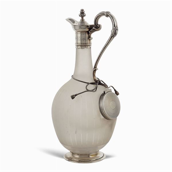 Glass and silvered metal jug