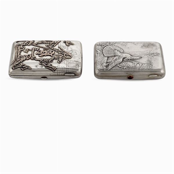 Due scatole portasigarette in argento  (Russia, XIX - XX Sec.)  - Asta ARGENTI E L'ARTE DELLA TAVOLA  - Colasanti Casa d'Aste