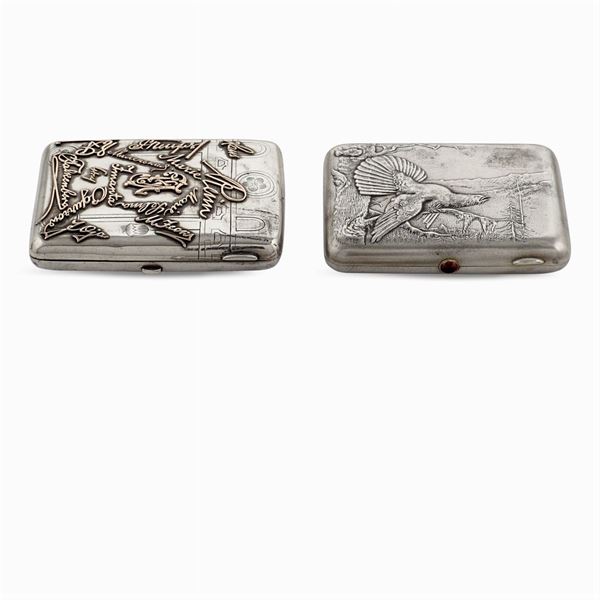Due scatole portasigarette in argento