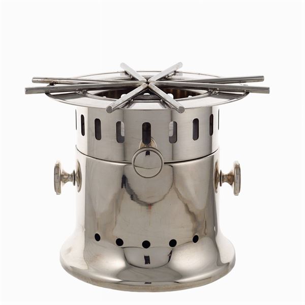 Bruciatore flambe' in metallo argentato  (Sambonet, Italia, XX Sec.)  - Asta ARGENTI E L'ARTE DELLA TAVOLA  - Colasanti Casa d'Aste