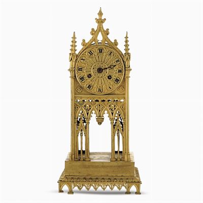 Orologio da Tavolo "a la Cathèdrale" in Bronzo Dorato
