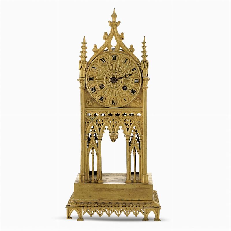 Orologio da Tavolo "a la Cathèdrale" in Bronzo Dorato