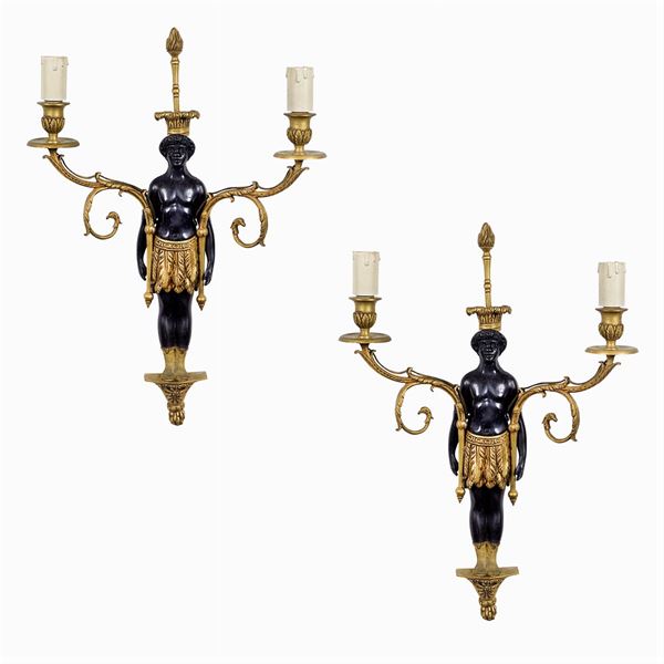 Pair of lights bronze appliques