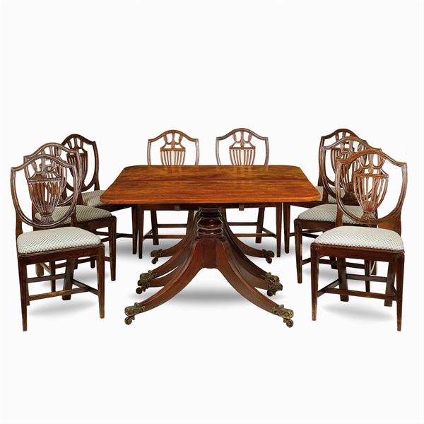 Mahogany table and eight chairs