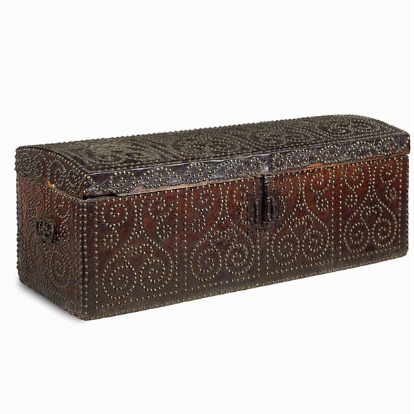 wood and leather trunk