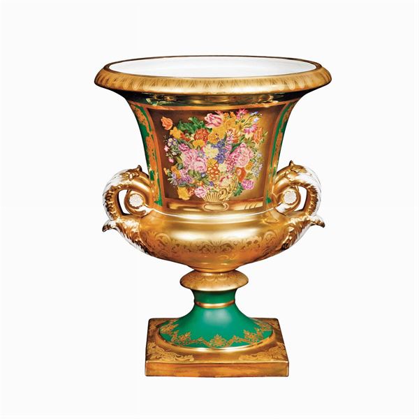 Grande vaso in porcellana modello Medici  (Russia, XX Sec.)  - Asta FINE ART DA UNA PRESTIGIOSA DIMORA UMBRA  - Colasanti Casa d'Aste