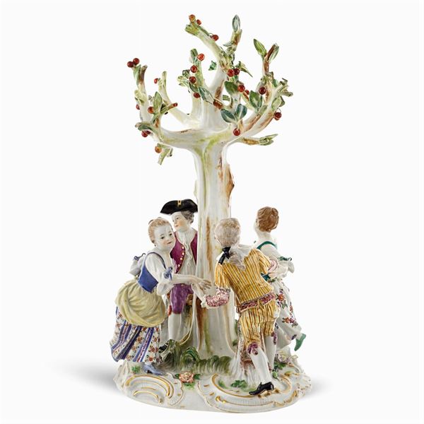Meissen, polychrome and partially gilt porcelain group