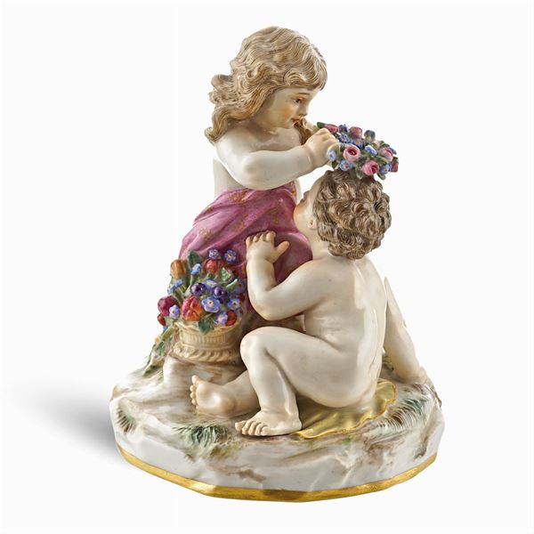 Meissen, polychrome porcelain group