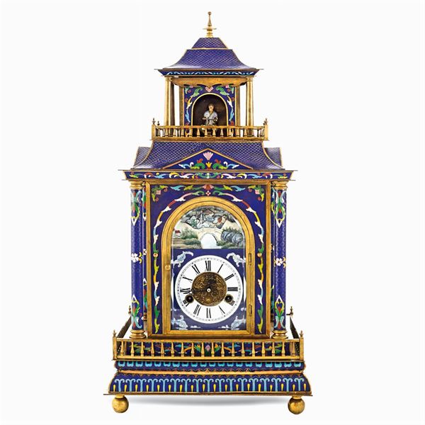 Gilt bronze and varnish table clock  (19th - 20th century)  - Auction Fine Art from an umbrian property - Colasanti Casa d'Aste