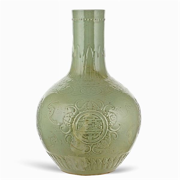 Grande vaso ad ampolla in porcellana Celadon
