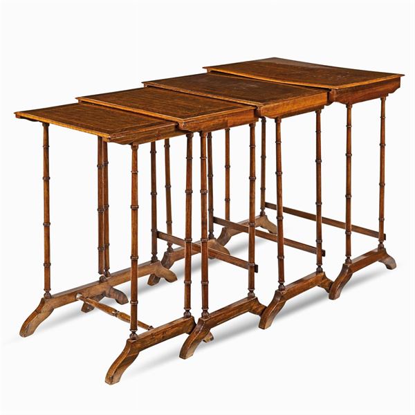 Four walnut swallow's nest tables